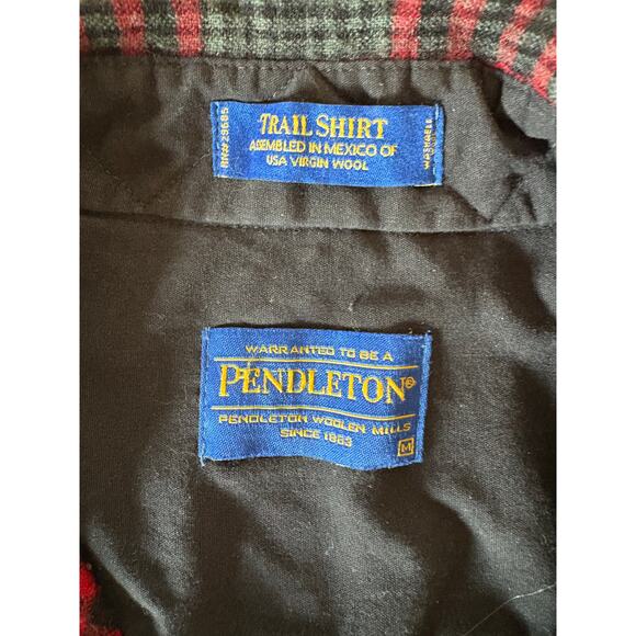 Pendleton wool trail shirt elbow patches plaid red size Medium men's - Picture 2 of 9